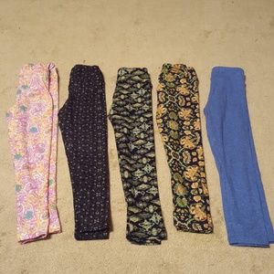 Lot of 5 LulaRoe kid's leggings S/M Like New!
